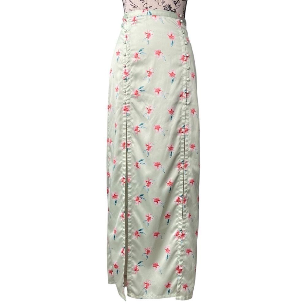 Urban Outfitters Floral Print Maxi Skirt with Front Slit in Size XS